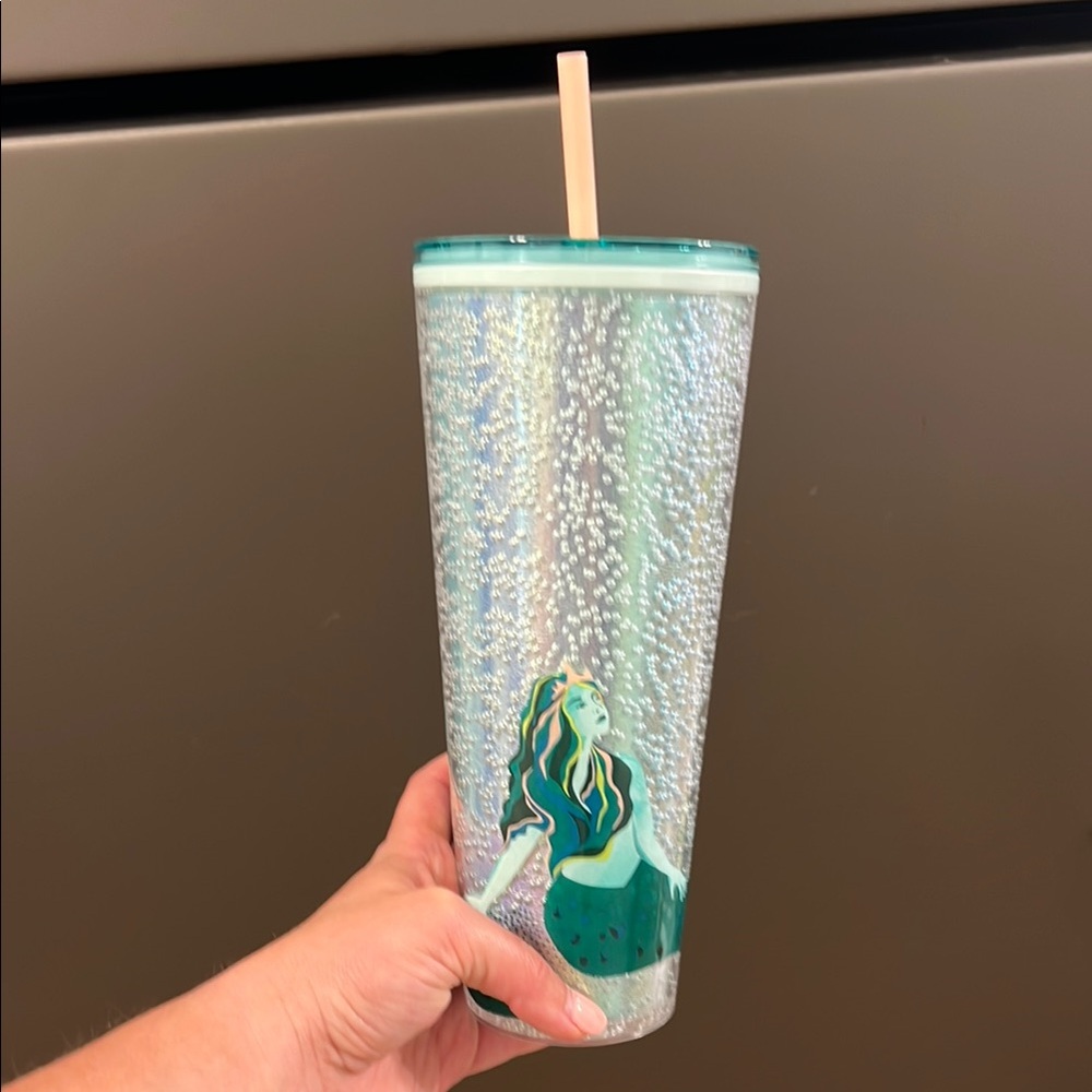 Starbucks Aqua Glitter Tumbler with Straw